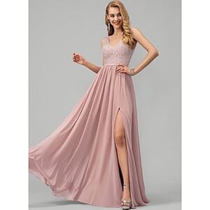 JJ's House Floor-Length Chiffon Prom Dresses With Beading Sequins_